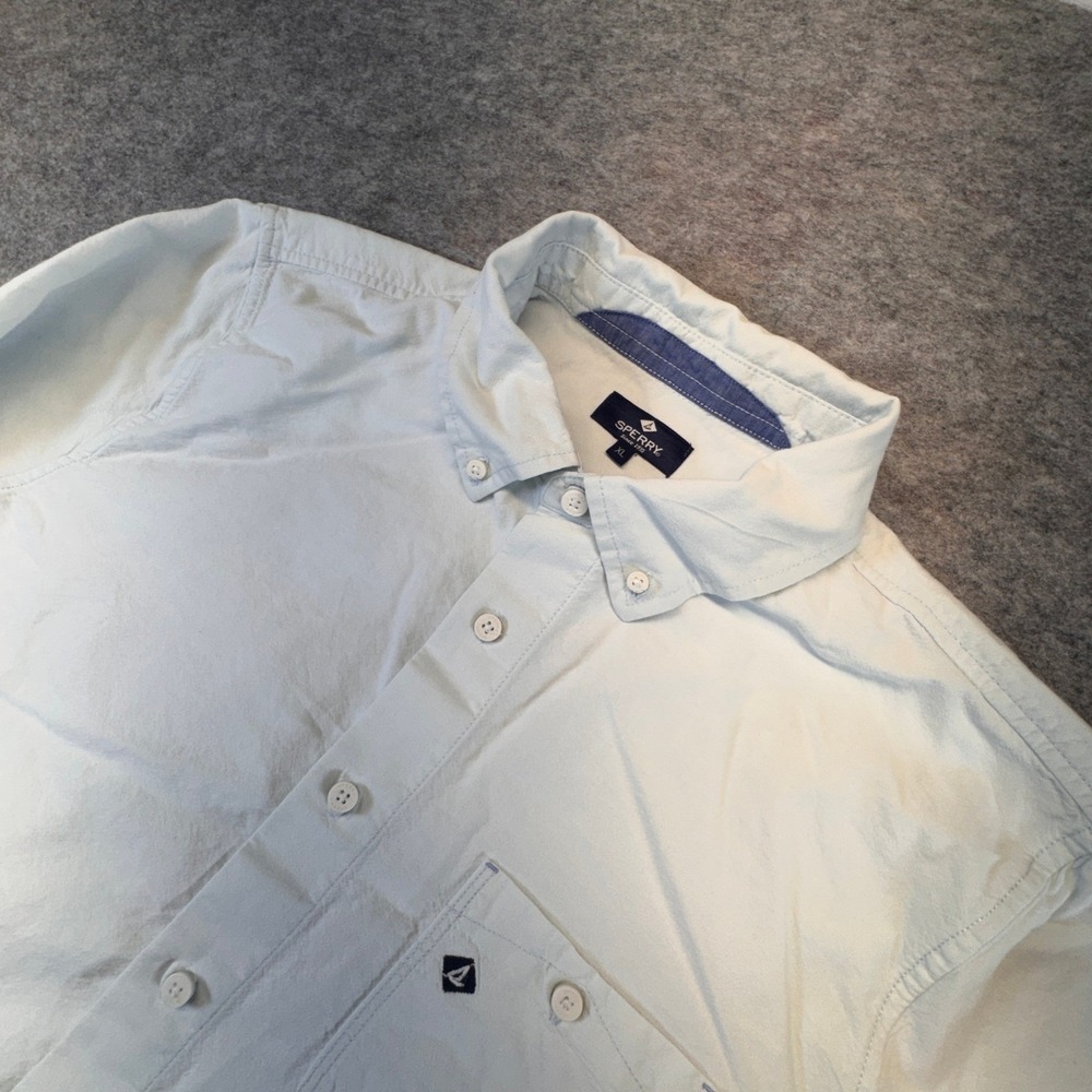 Sperry Mens Light Blue Long Sleeve Button Down Oxford Shirt XL Pocket Logo